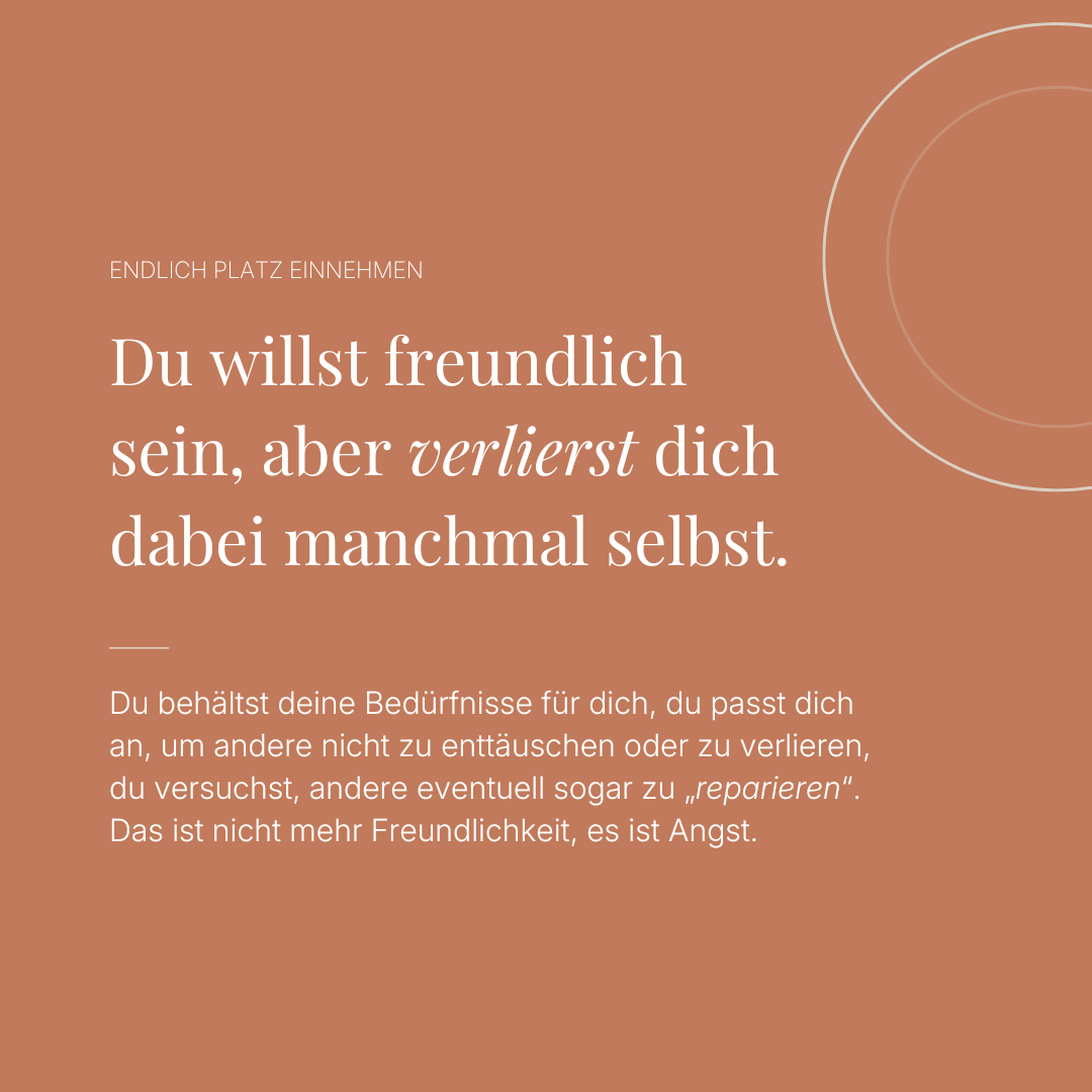 Endlich Platz einnehmen